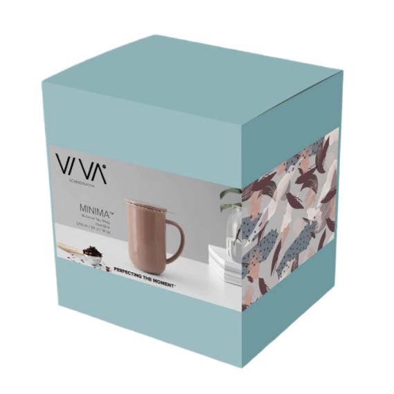 VIVA Classic mug packaging with a floral design on a gray background