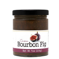 Jar of Bourbon Fig preserve with a label on a white background. The Spice & Tea Shoppe
