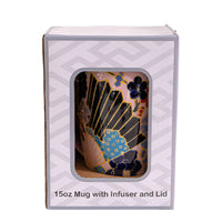 15oz mug with infuser and lid in a decorative box on a white surface. The Spice & Tea Shoppe