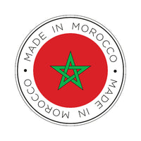 Logo with a green star on a red circle and 'Made in Morocco' text.