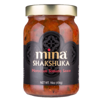 Jar of Mina Shakshuka Moroccan Tomato Sauce on a white background. The Spice & Tea Shoppe