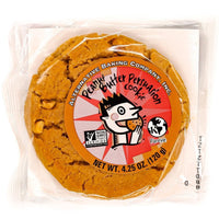 Packaged cookie with a visible label on a white background