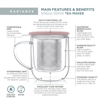 Eva - Glass Mug with Porcelain Lid and Infuser
