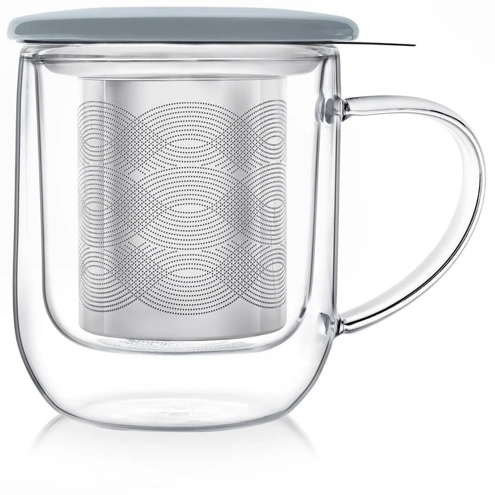 Eva - Glass Mug with Porcelain Lid and Infuser