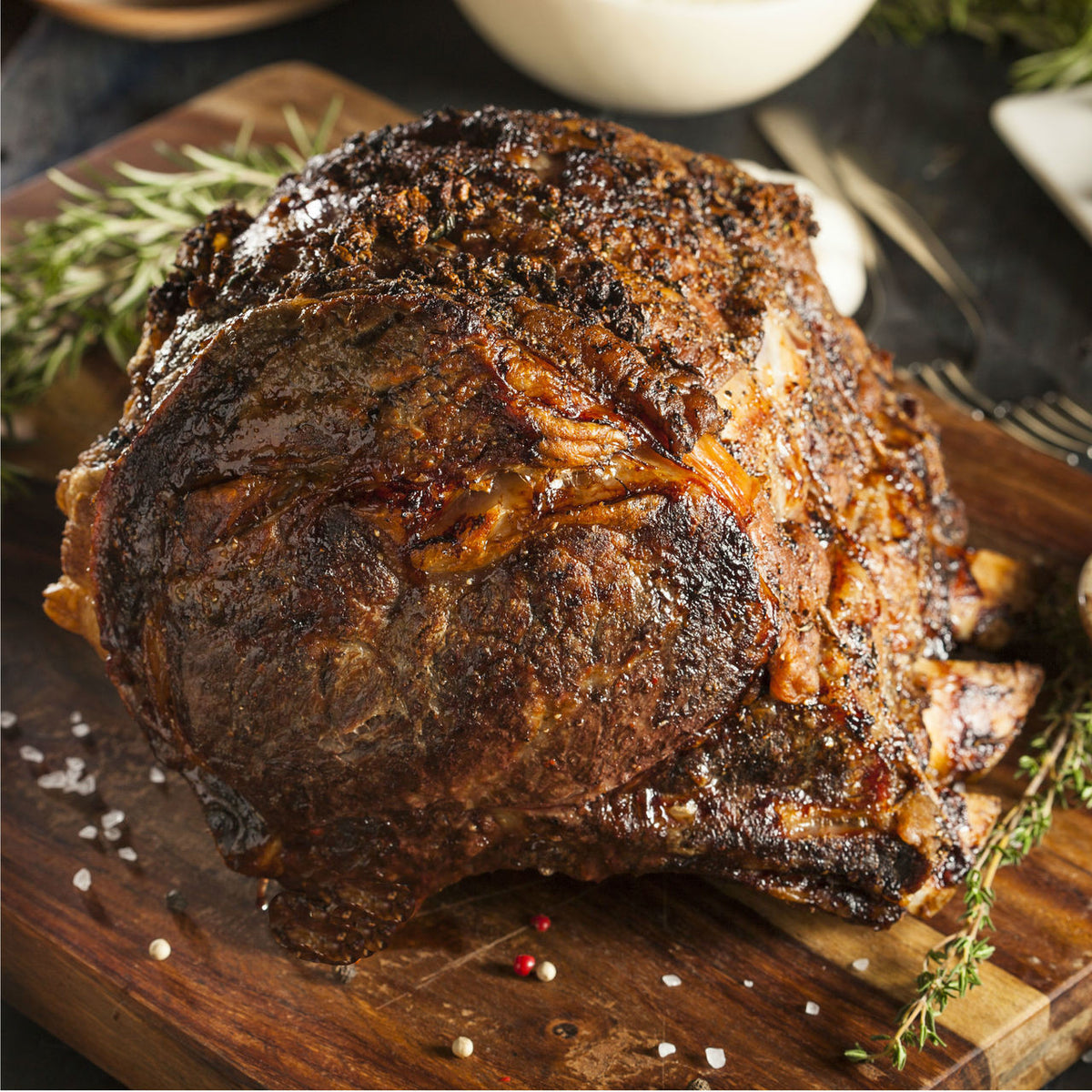 Roast Prime Rib with Madeira Sauce & Yorkshire Puddings