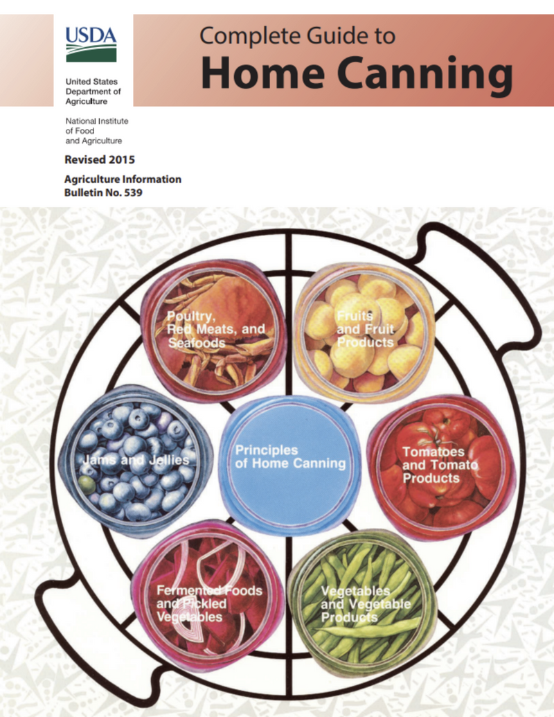 USDA 'Complete Guide to Home Canning' bulletin cover, Bulletin No. 539, revised 2015.