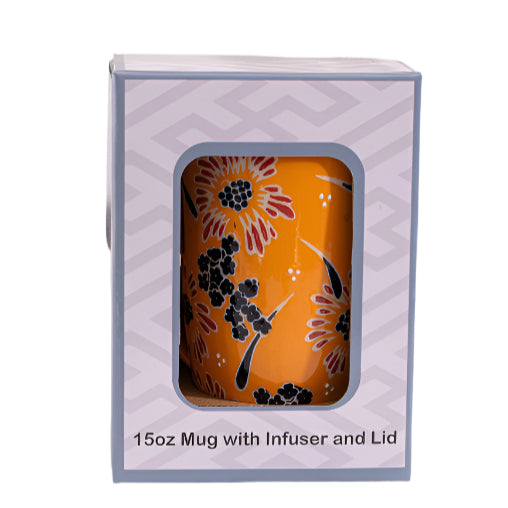 15oz Mug with Infuser and Lid packaging on a white background. The Spice & Tea Shoppe