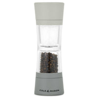 A Cole & Mason Lincoln Duo salt and pepper mill standing vertically on a on a white background