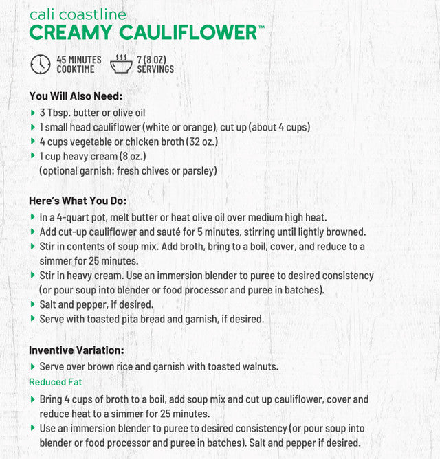 Gourmet Foods - Creamy Cauliflower Soup Mix - THE SPICE & TEA SHOPPE