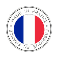 Round badge with French flag design and 'Made in France' text.