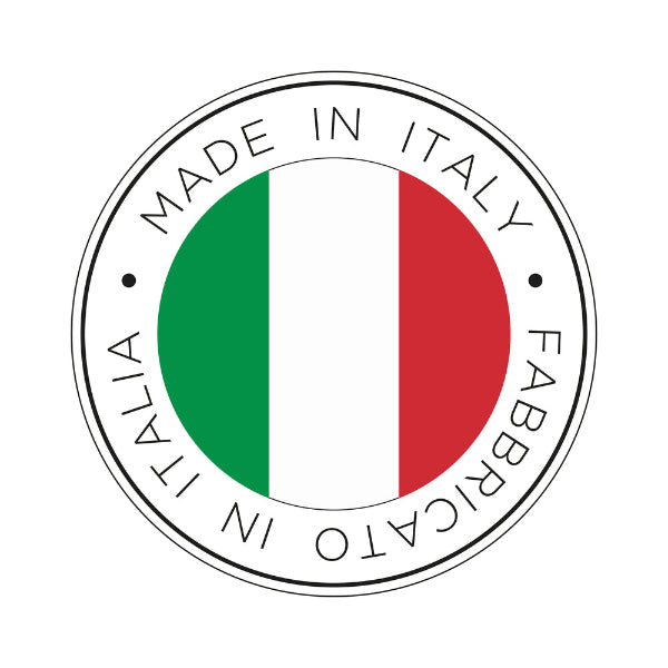 Made in Italy logo with colors of the Italian flag presented in a cicular design